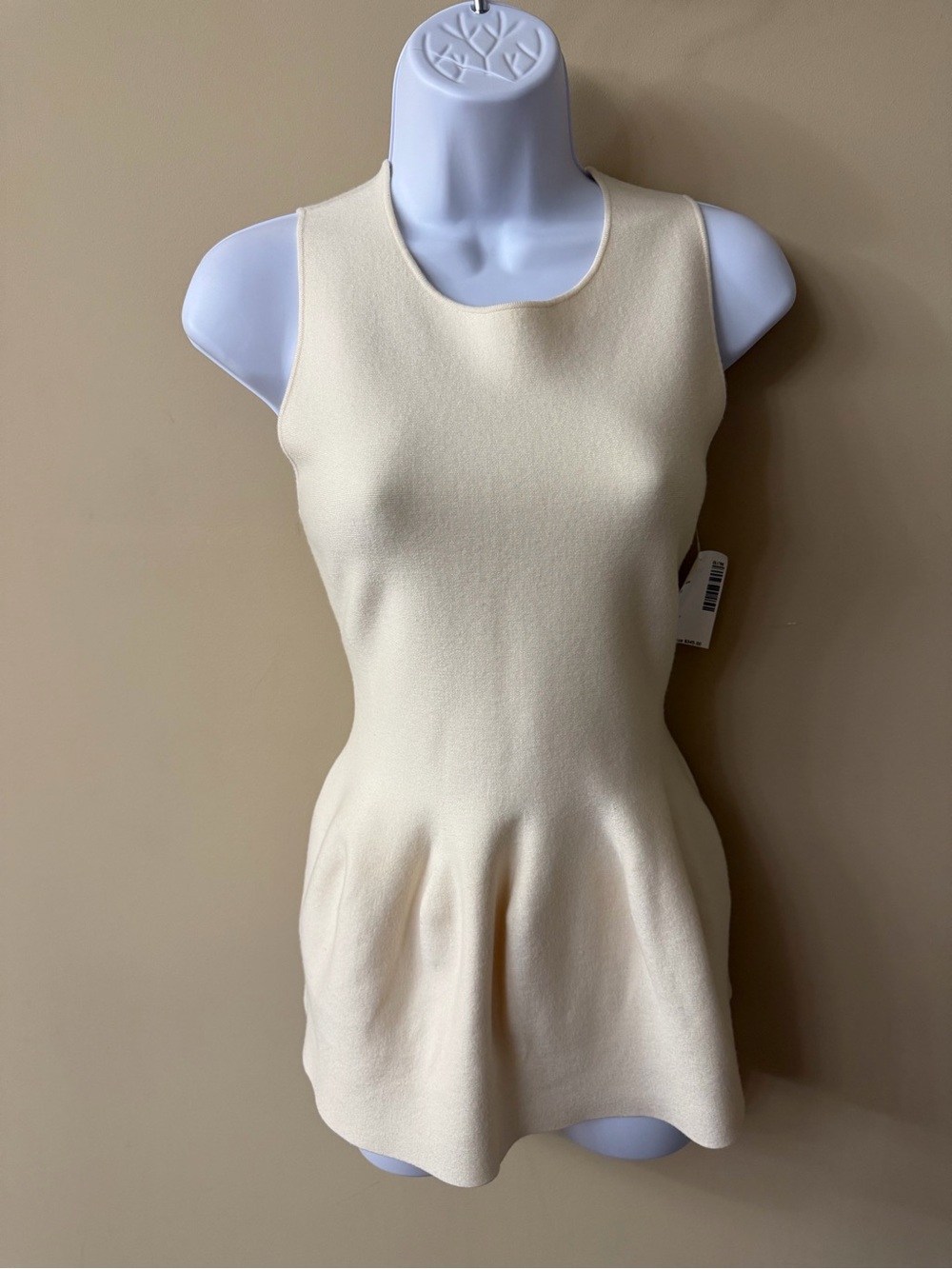 Theory Merino Wool/Silk Blend Shaped Shell Peplum Top, Size M